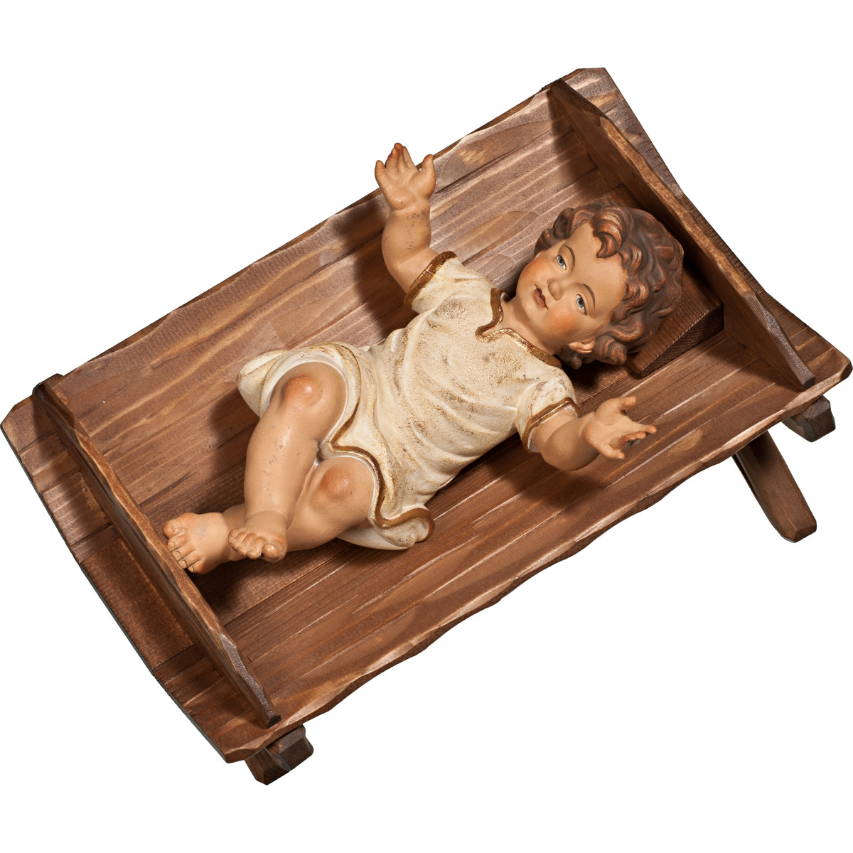 Niño Jesús vestido en cuna simple